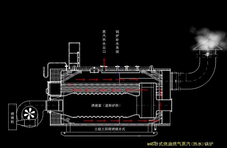 卧式燃气蒸汽锅炉原理图